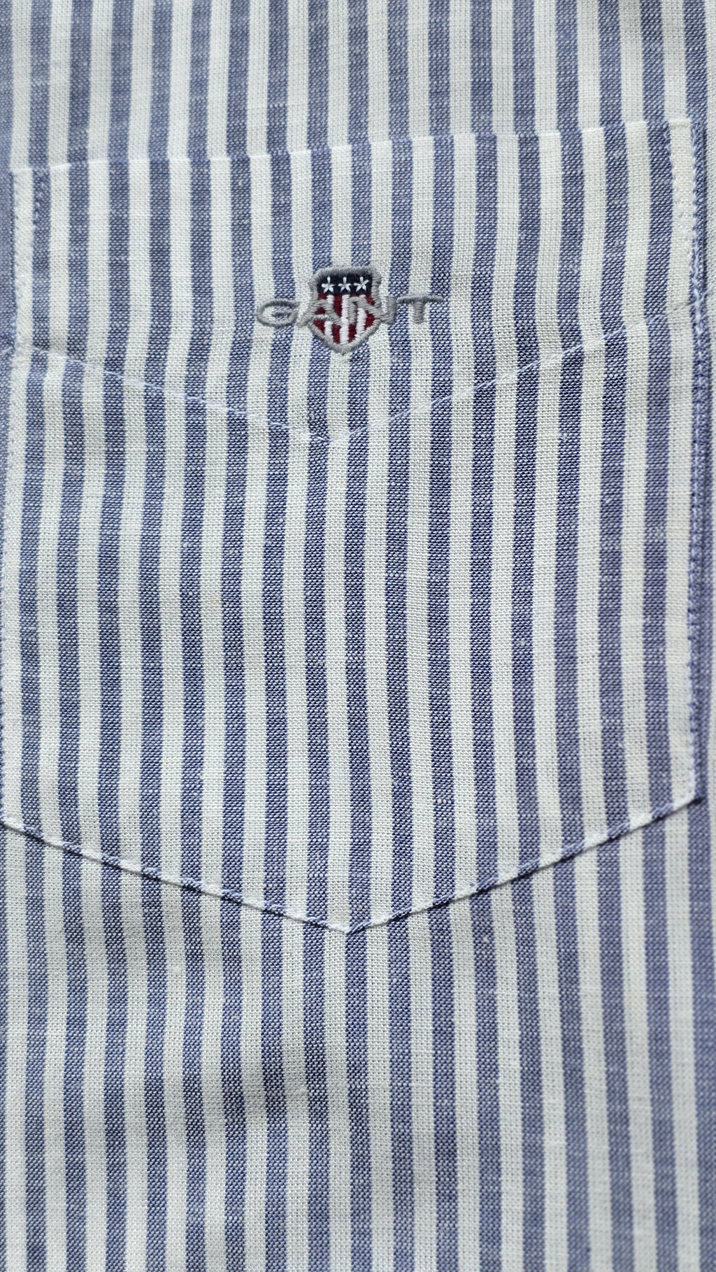 GANT* Blue Striped Linen Regular Fit Full Sleeve Shirt