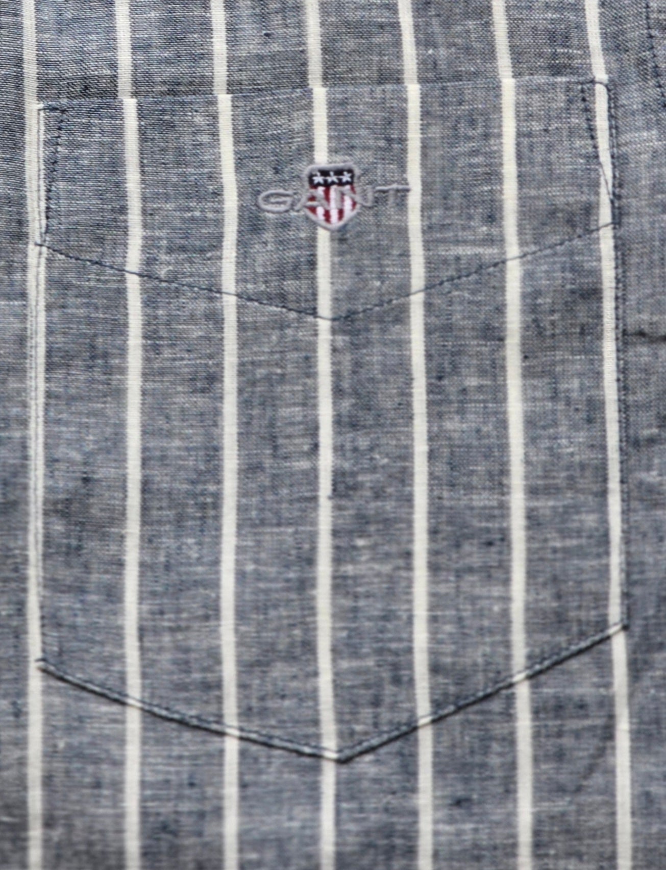 GANT* Grey Striped Linen Regular Fit Full Sleeve Shirt