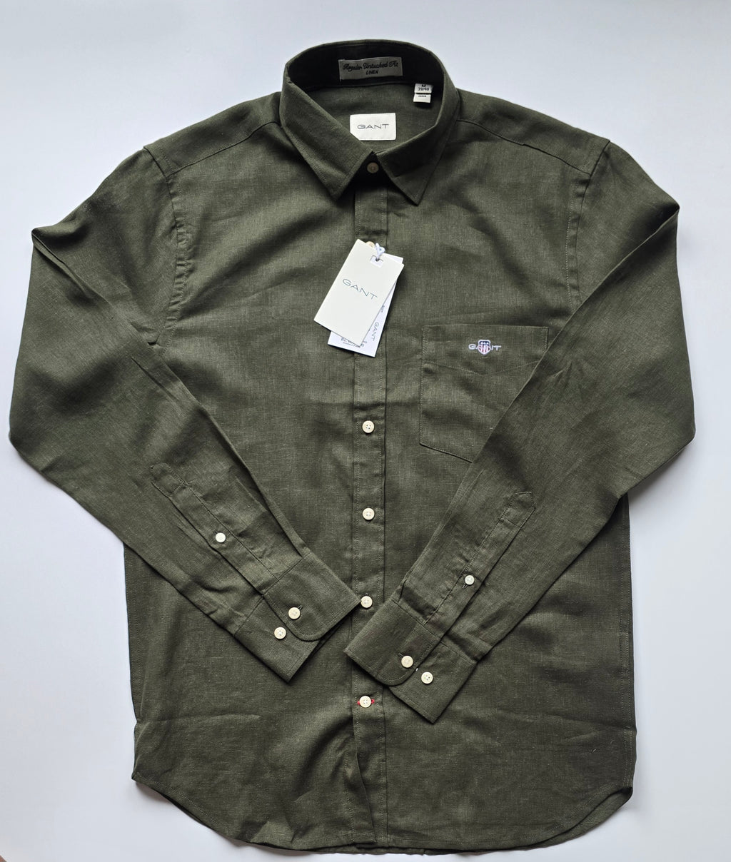 GANT* Green Linen Regular Fit Full Sleeve Shirt