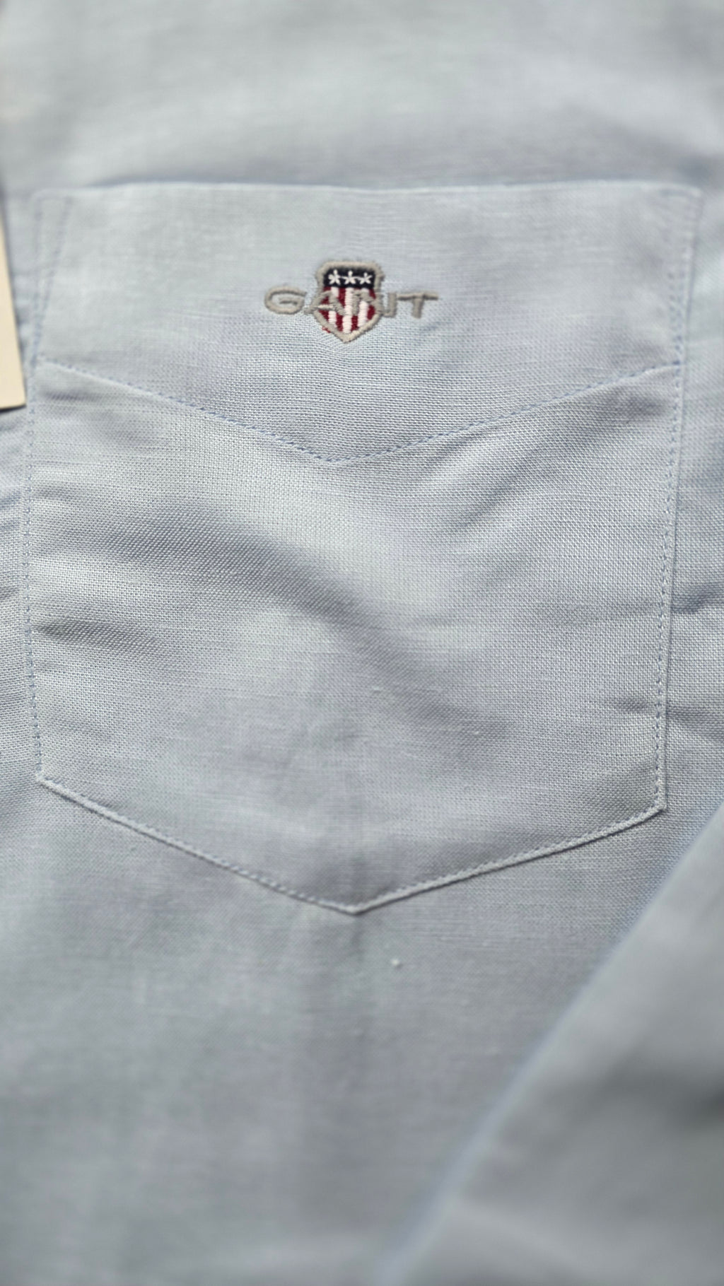 GANT* Blue Linen Regular Fit Full Sleeve Shirt