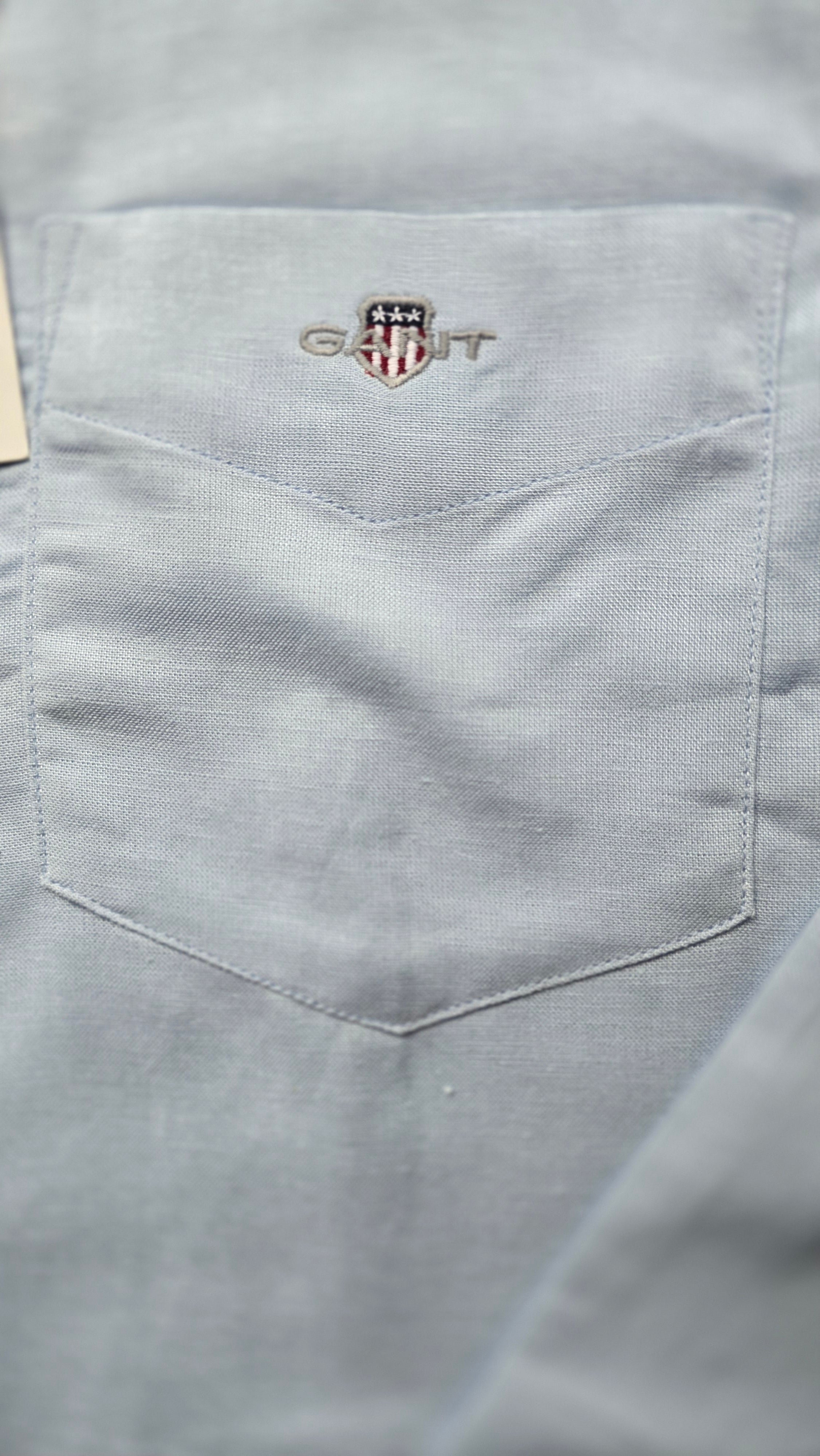 GANT* Blue Linen Regular Fit Full Sleeve Shirt