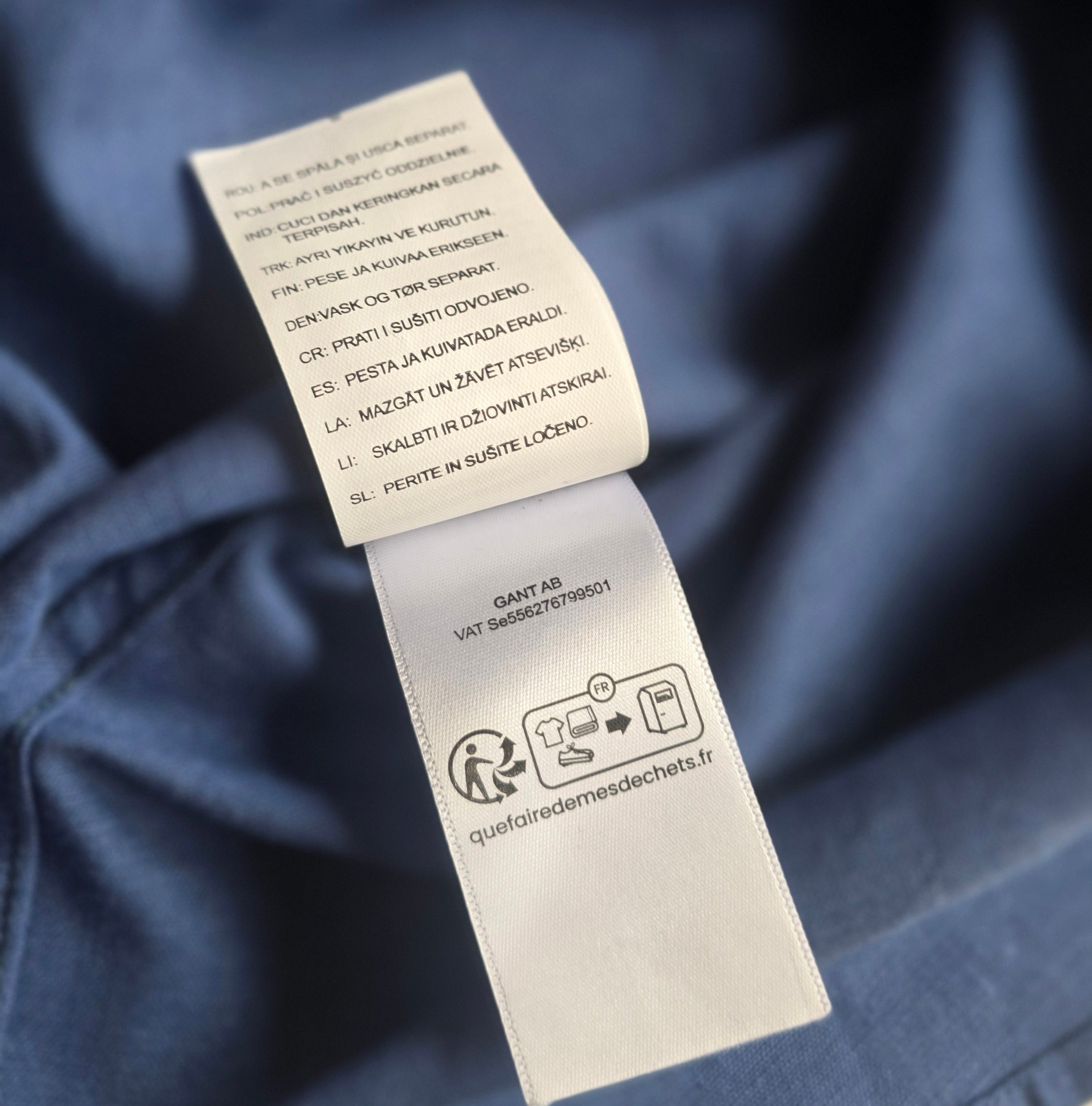 GANT* Navy Blue Linen Regular Fit Full Sleeve Shirt