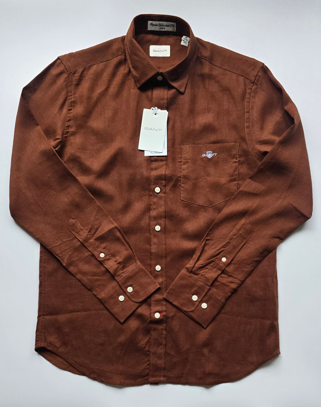 GANT* Brown Cotton-linen blended Regular Fit Full Sleeve Shirt