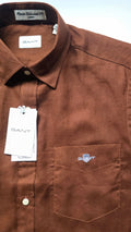 GANT* Brown Cotton-linen blended Regular Fit Full Sleeve Shirt