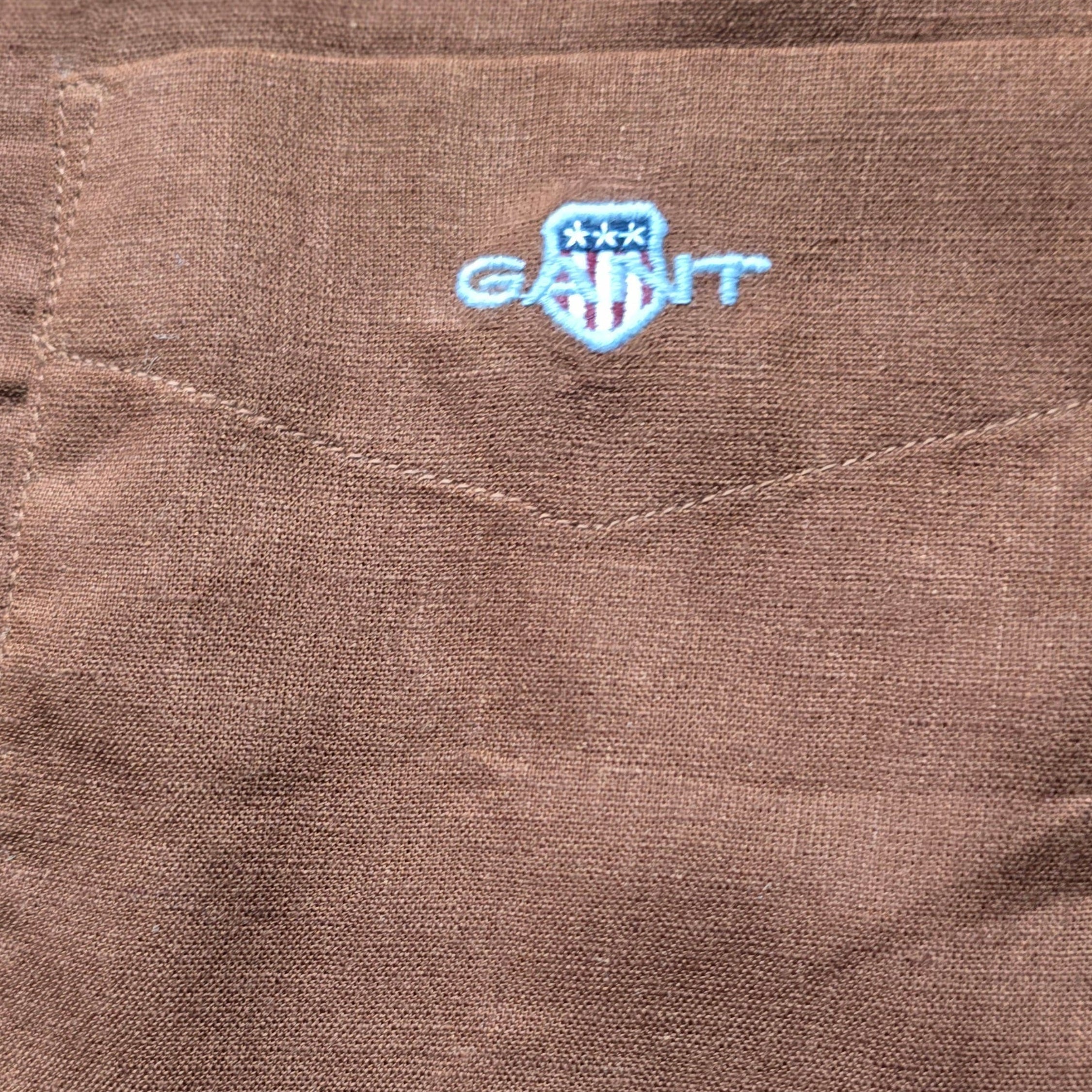 GANT* Brown Cotton-linen blended Regular Fit Full Sleeve Shirt