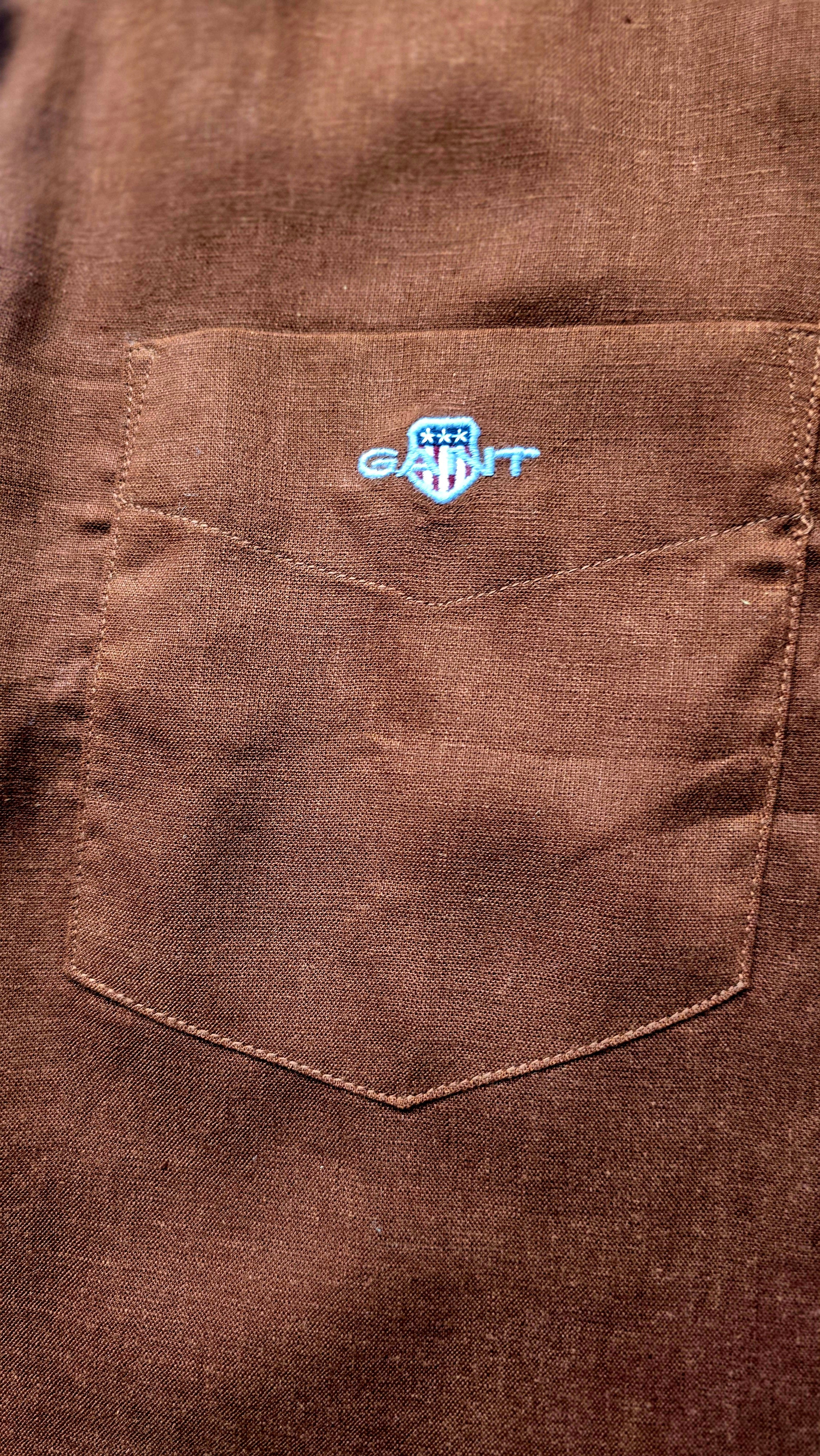 GANT* Brown Linen Regular Fit Full Sleeve Shirt