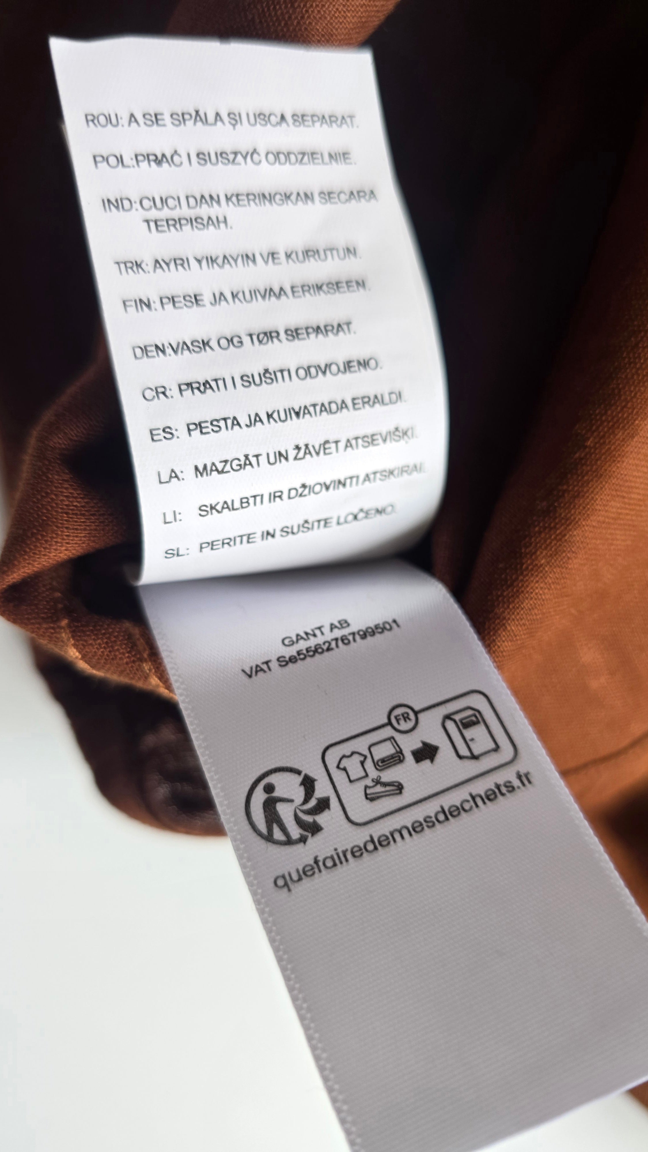 GANT* Brown Linen Regular Fit Full Sleeve Shirt