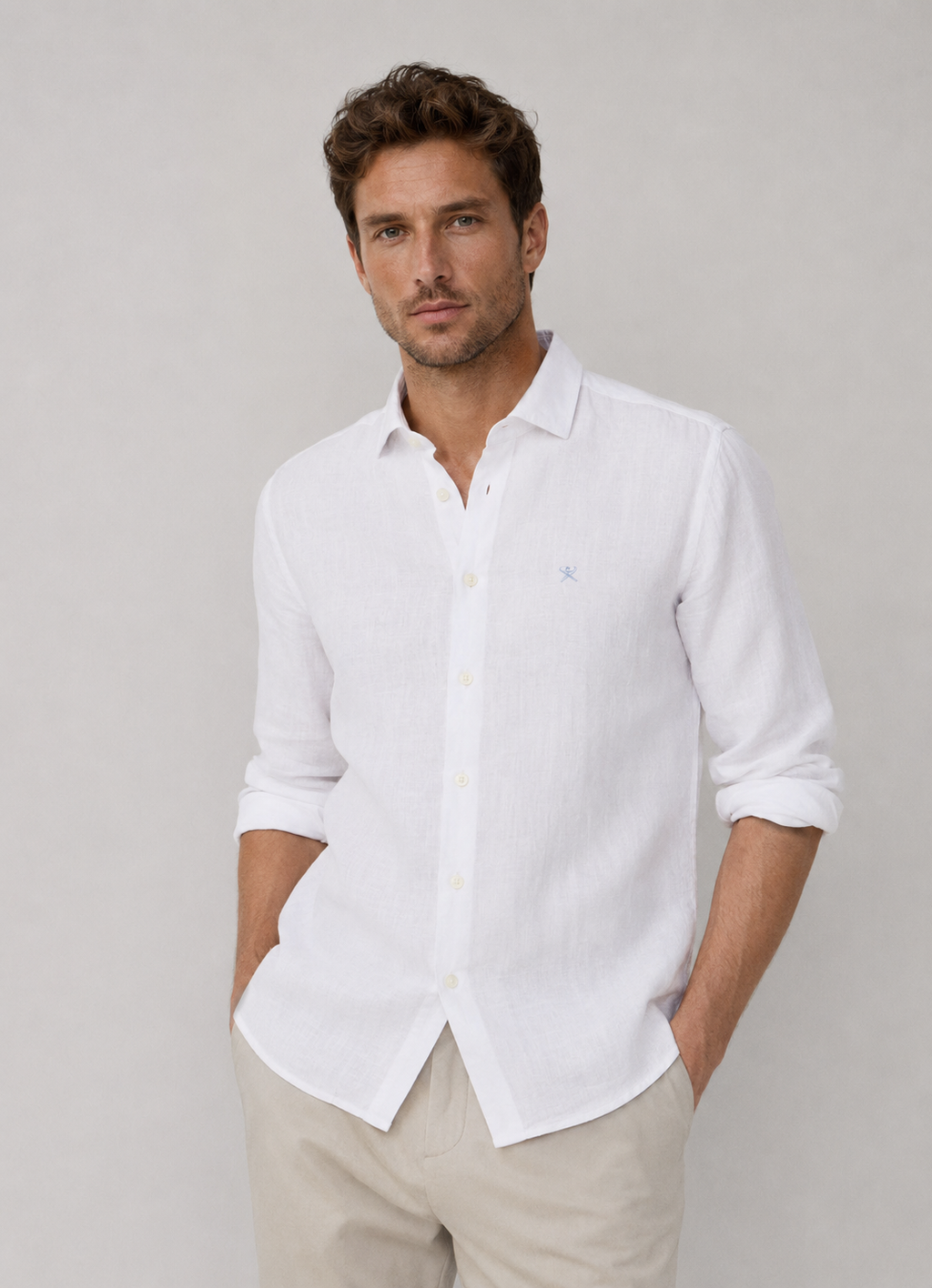 Tailored fit garment dyed linen shirt